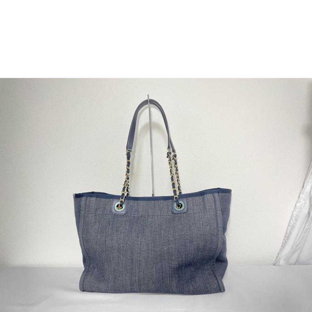 Chanel Bag Denim Deauville Tote Chain Black